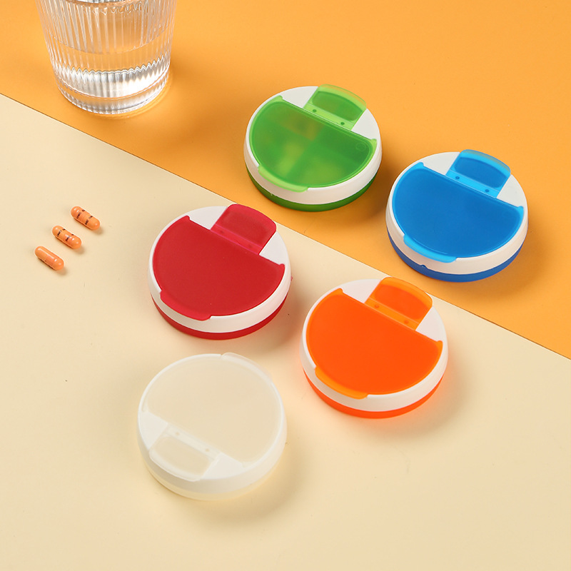 Round Simple Four-grid Pill Box Frosted Transparent Mini Pill Box Packet Portable Dustproof Sealed Pill Storage Box