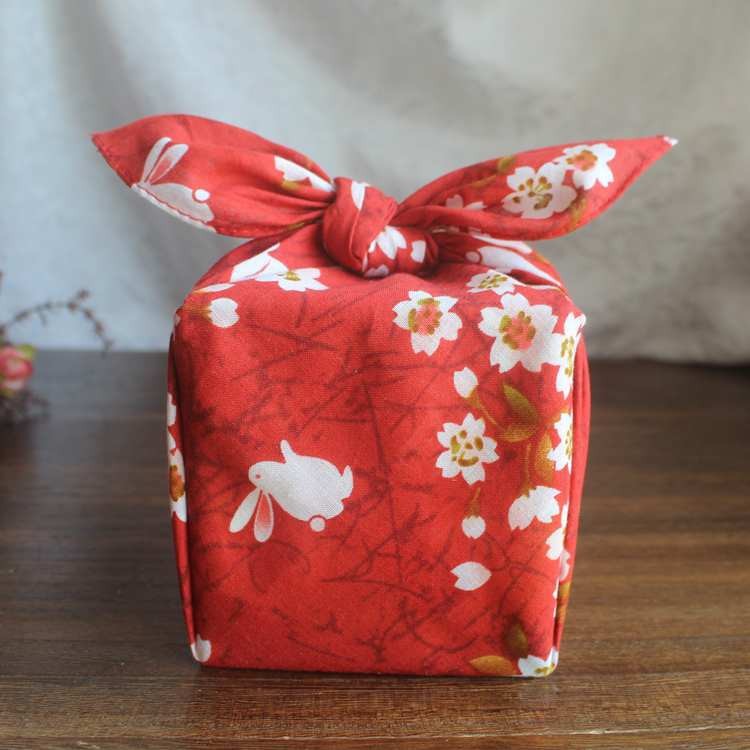 Japanese Style Handkerchief Handkerchief Cotton Flower Room Rabbit Sushi Lunch Box New Year Gift Box Christmas Style Lu Wafer