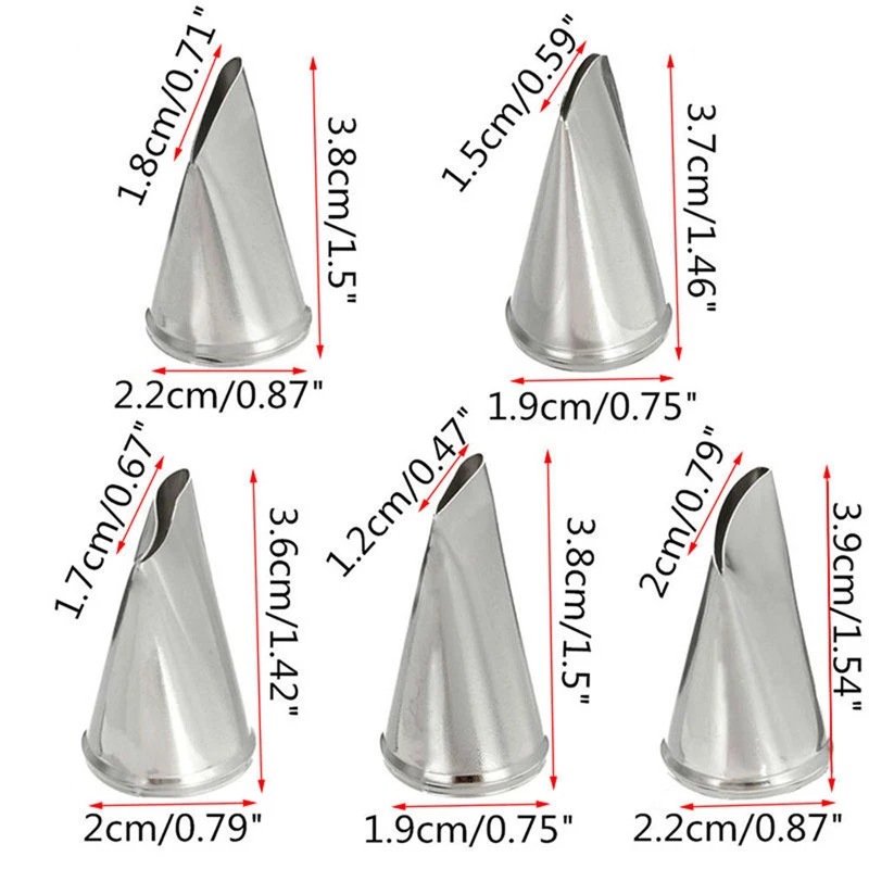 Stainless Steel rose petal piping spout 7 piece set piping nail scissors cake cream piping spout DIY baking tools