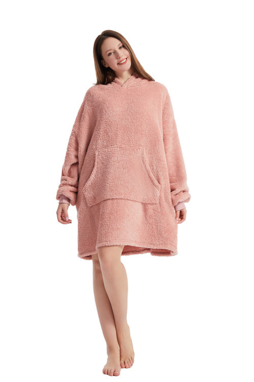 Felpa con cappuccio in velluto double face comoda e larga per autunno e inverno, coperta indossabile spessa, coppia, nuova casa da indossare_voghion.com