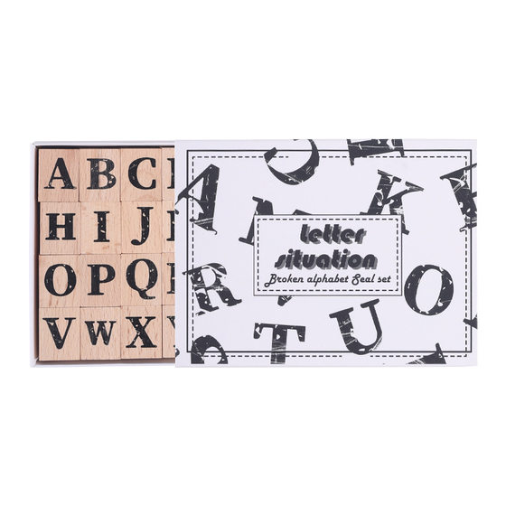 Yuezhen Cross-border Broken Digital Wooden Hand Account Seal Retro Alphanumeric Children Primary School Students Wooden Seal