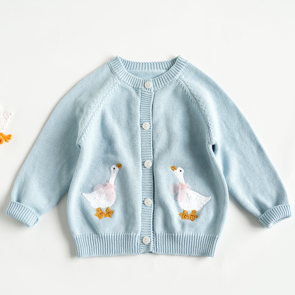 Cross-border children's clothing New girls' sweater embroidered sweater cartoon cardigan baby casual western style cotton sweater sweater