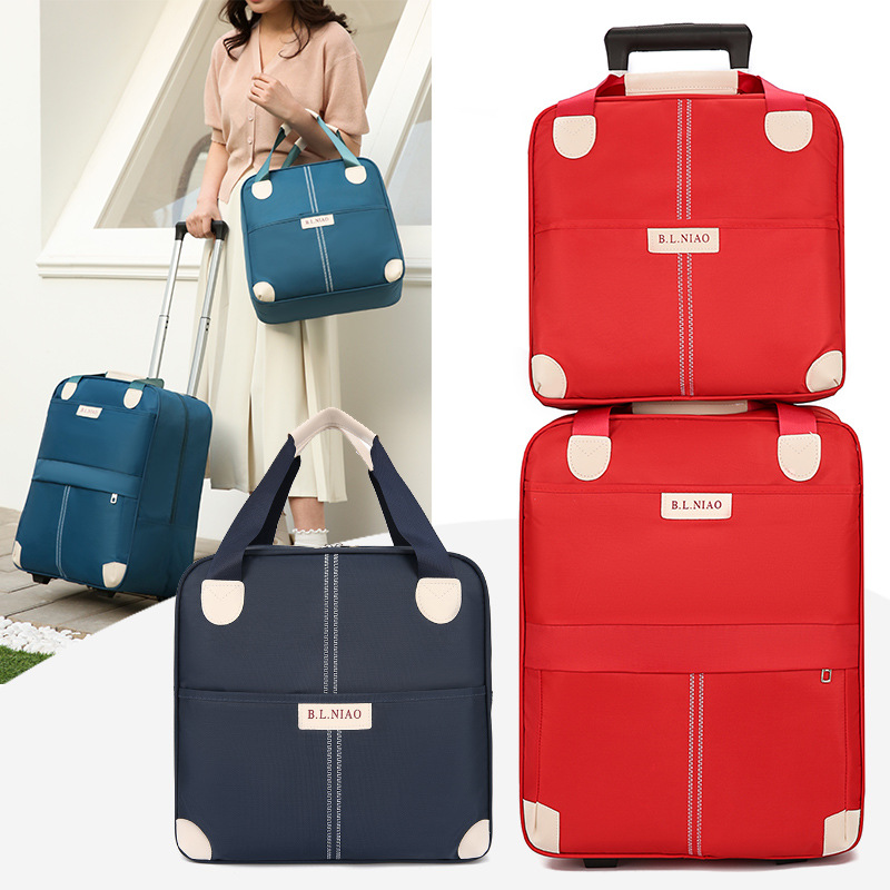 Gift Trolley Luggage Suitcase 2023 New Foreign Trade Vertical Oxford Cloth Trolley Bag Printed logo Luggage