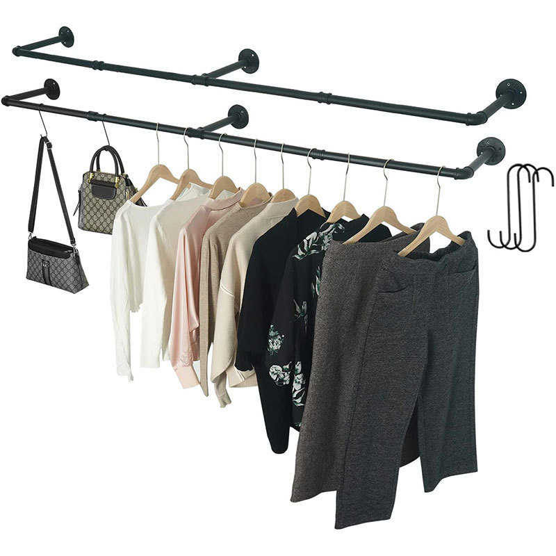Cross-border industrial wind clothing store display rack wall hangers manufacturers water pipe hangers wall hanging racks wholesale