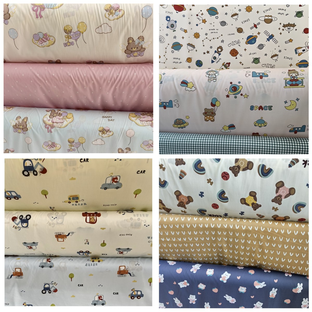 2023 Spring and Summer New Style 60-count Twill Reactive Printed Pure Cotton Infant Bed Sheets Quilt Cover Kidsren's Pajamas Fabric