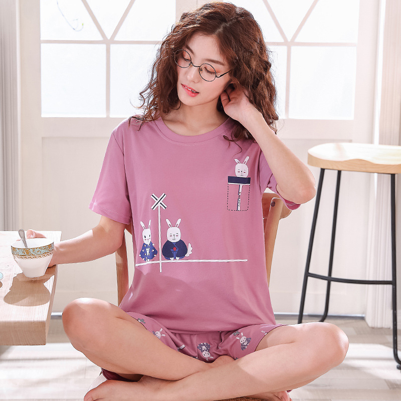 Pajamas women's summer 2023 new student girl thin sweet cute short sleeve cartoon home wear two-piece suit