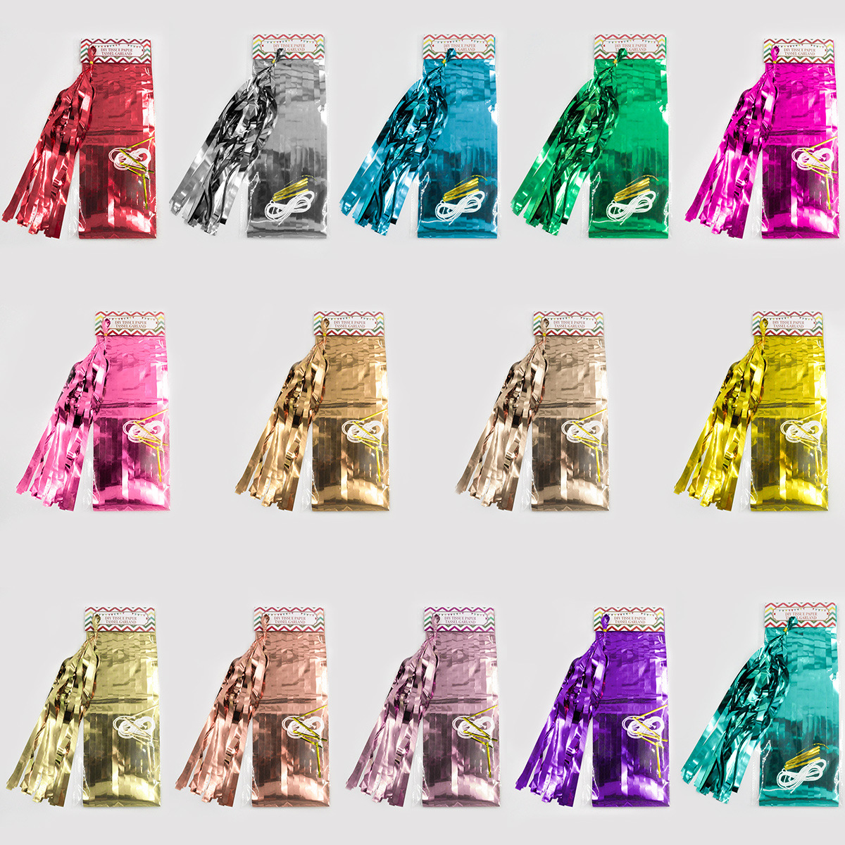 Paper tassel ribbon Garland aluminum foil balloon tassel birthday wedding arrangement party supplies wholesale 5/bag