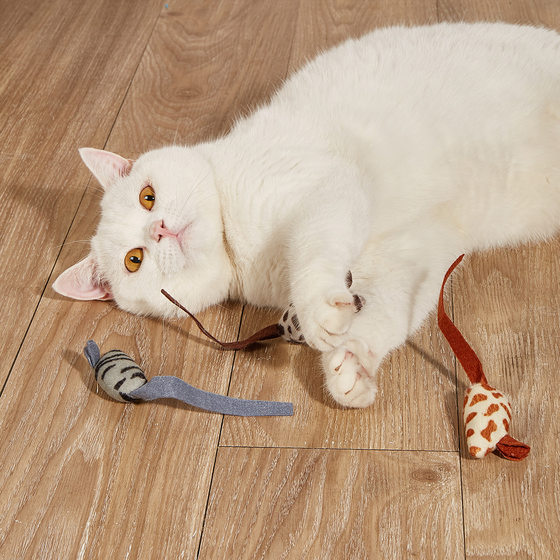 Pet supplies manufacturer simulation plush Mouse doll suit feather mouse scratch-resistant molar cat toy
