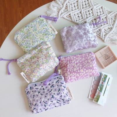 [Su Xi cloth bag] Gentle Cream light purple coin purse mini cotton bag earphones lipstick storage bag