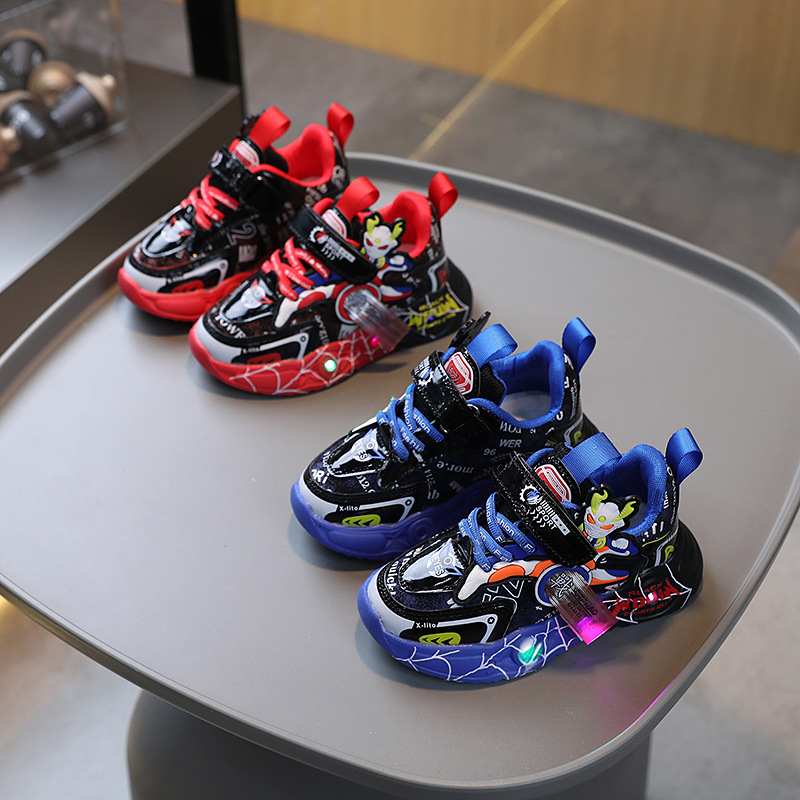 Luminous children's sports shoes men's 2023 Spring and Autumn new mesh breathable Men's shoes children's baby shoes in stock