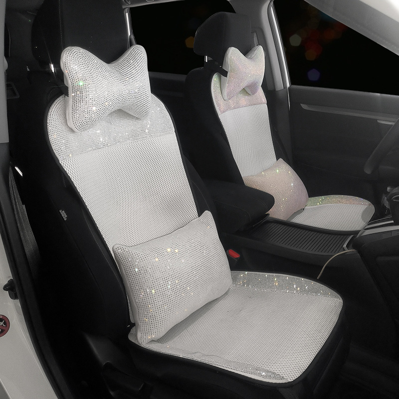 Car seat cushion small three-piece single-piece butt breathable backrest-less Diamond-inlaid original women's four-season universal seat cushion