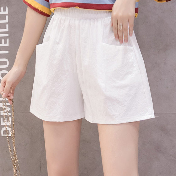 Cotton Linen Casual Shorts Women's Large Size Wide Leg Pants Home Beach Hot Pants Summer Loose Casual Sports Pants