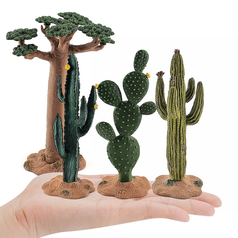 Children's Animal Model Scene Ornaments Tropical Desert Tree Simulation Green Plant Cactus Baobab Tree