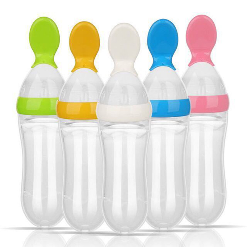 Baby Rice Paste Spoon Feeding Bottle Baby Food Bowl Silicone Squeeze Style Rice Noodle Spoon Feeding Artifact Feeding Tool