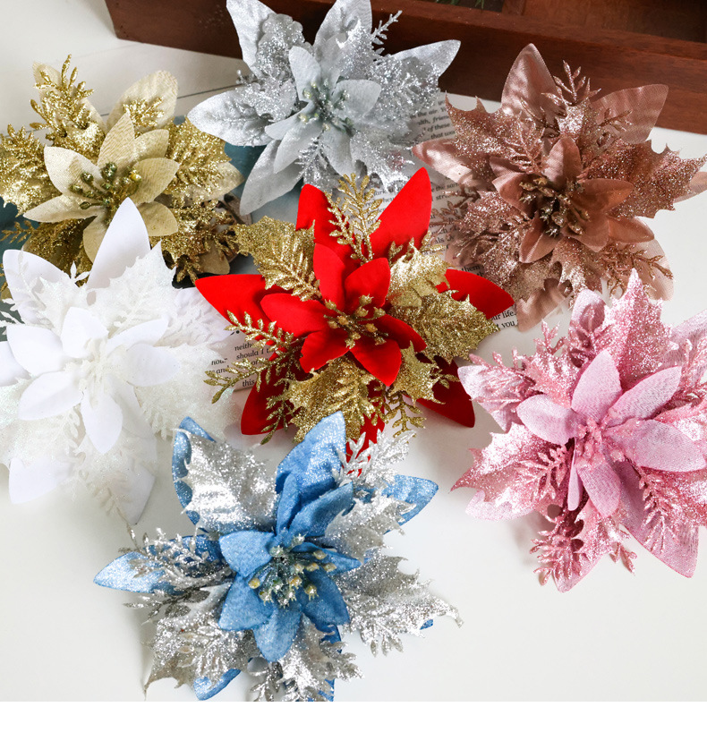 Decorazioni natalizie cipolla artificiale panno floccaggio panno polvere da spolverare fiore di Natale decorazione albero di Natale accessori ghirlanda di Natale_voghion.com