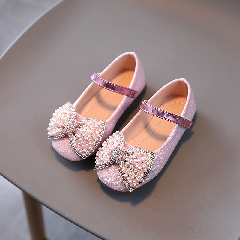 Children's Princess Shoes Little Girl Fashion Bow Leather Shoes Spring and Autumn New Women's Shoes Soft Sole Single Shoes Baby Shoes