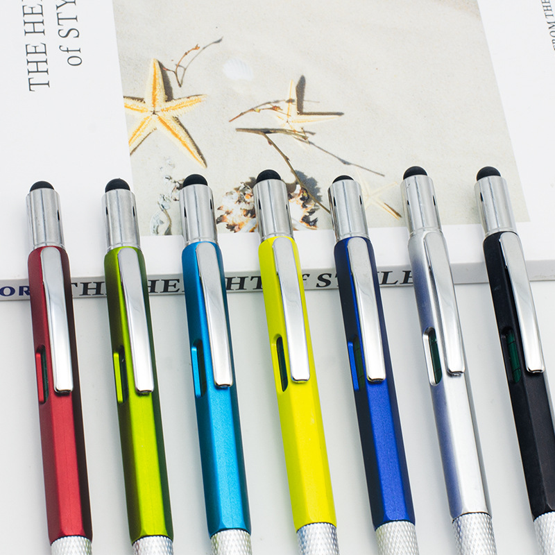 Six-in-one multifunctional screwdriver touch screen caliper level meter advertising ballpoint pen creative stationery gift pen wholesale