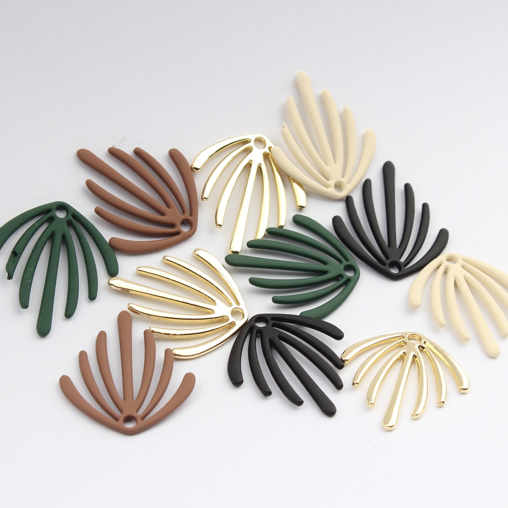 Korean alloy spray paint geometric irregular seaweed leaf pendant accessories diy jewelry earrings accessories material