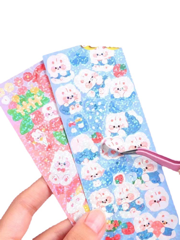 Original Korean style goo card suit laser goo card stickers cute cartoon children's journal stickers hand account stickers wholesale