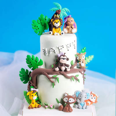 Forest Animal Cake Decoration Ornaments Soft Pottery Decoration Cake Decoration Celebration Baking West Point Dessert Plug-in Card