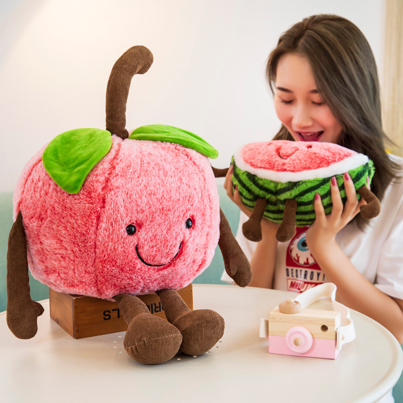 Creative Watermelon Cherry Plush Toy Short Plush Simulation Fruit Doll Cute Girl Pillow Cute Doll Gift