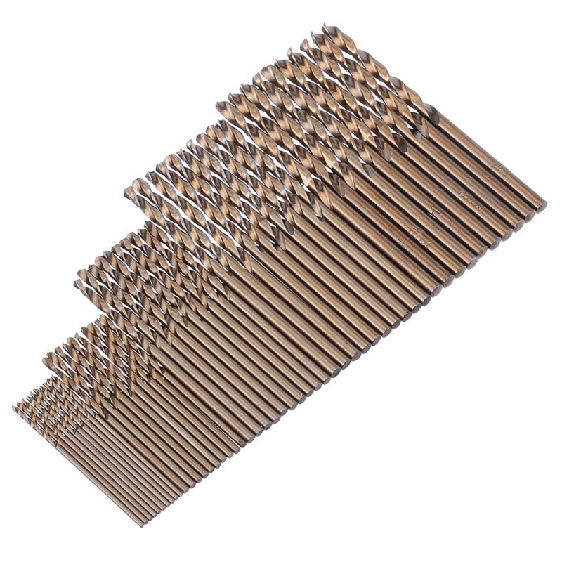 Cross-Border 1mm-3mm baked yellow cobalt 50PCs fully ground twist drill M35 steel plate drilling high quality drill bit