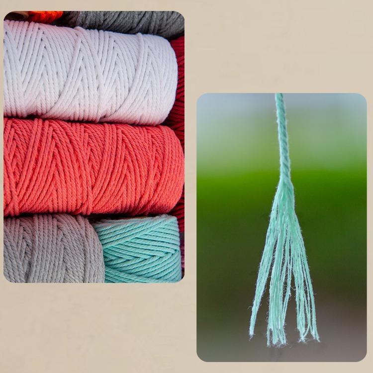 4mm color cotton rope multi-strand synthetic color woven rope handmade tapestry home textile tag rope DIY cotton rope