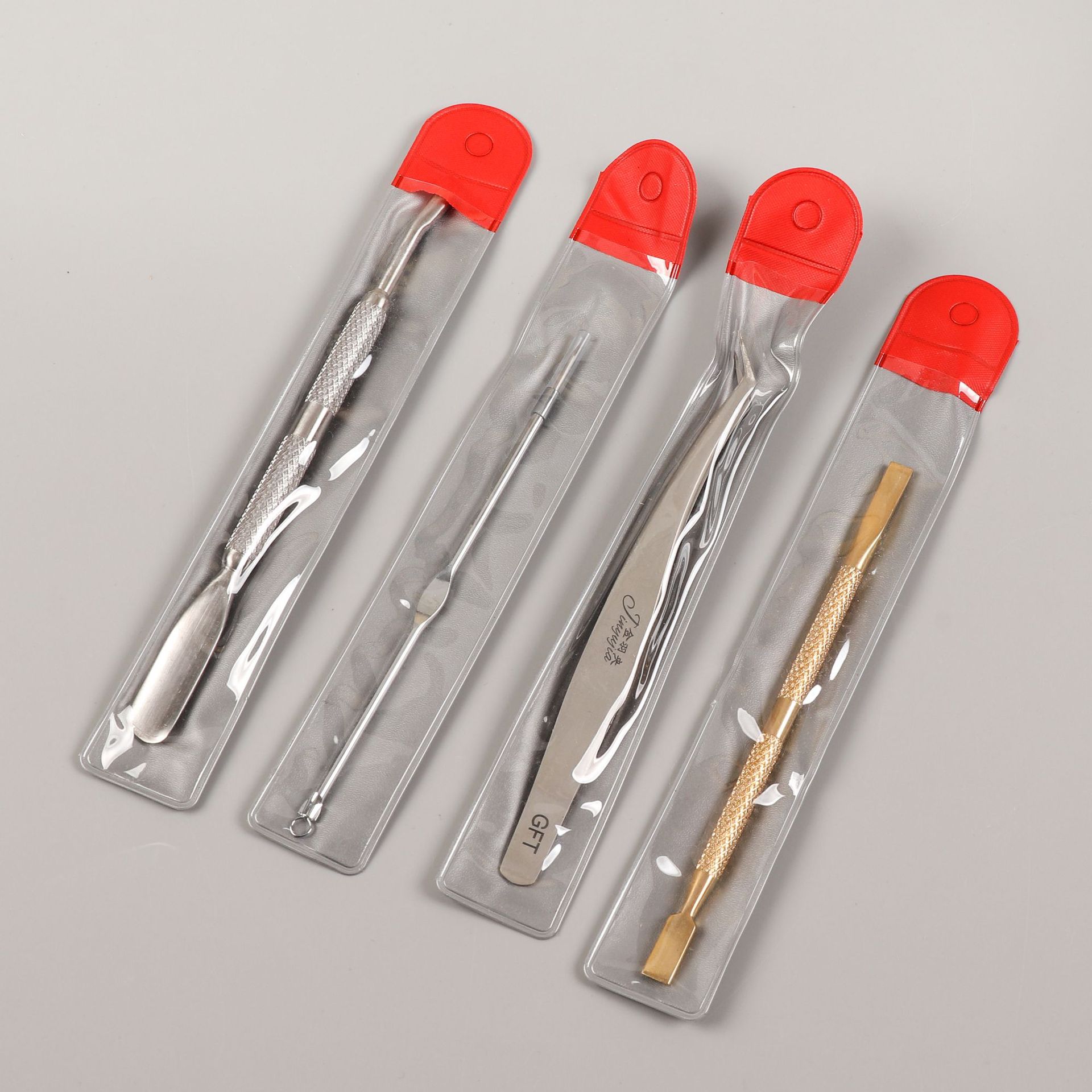 Color PVC long bag cosmetic brush opening plastic storage bag steel push elbow tweezers PVC packaging bag