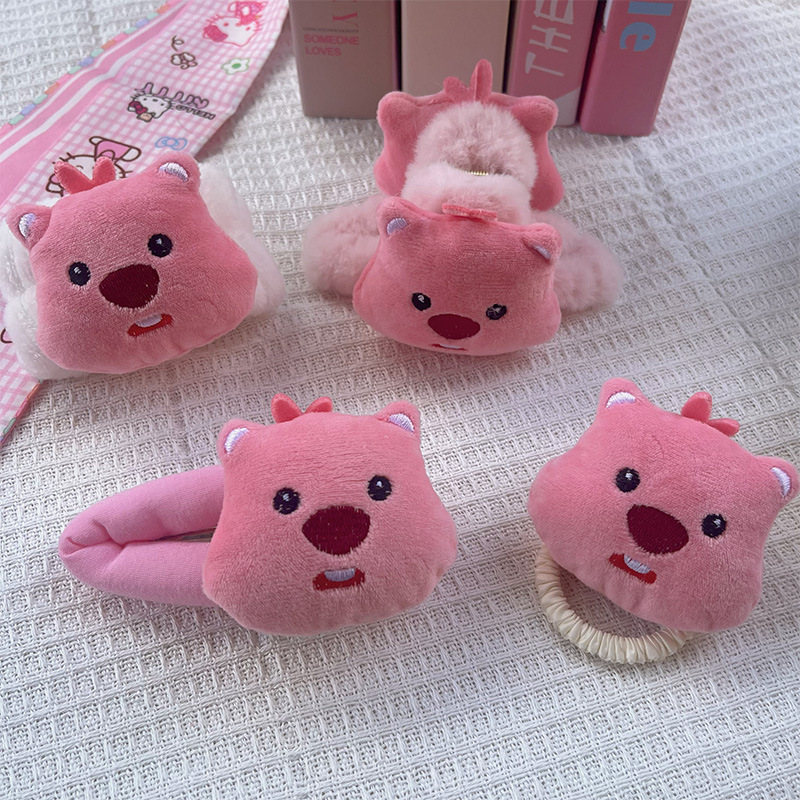 Tiktok Loopy breaking hairpin beaver plush large intestine hair ring cartoon autumn and winter headband girl pink small jewelry