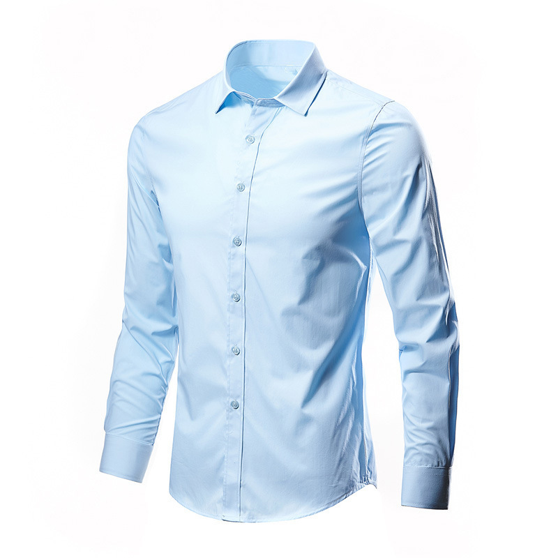 Long Sleeve Solid Color Shirt Sky Blue