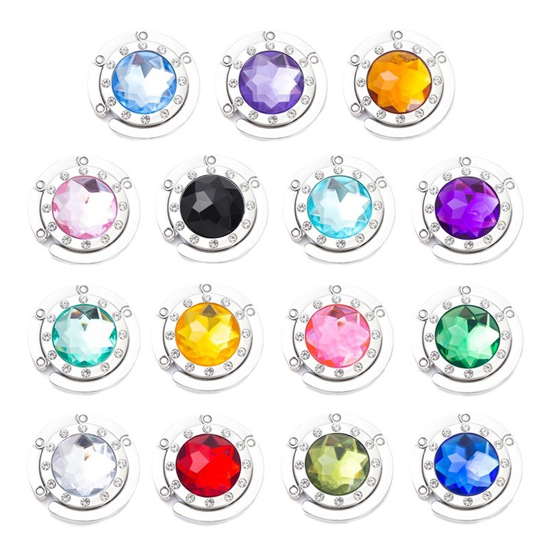 Factory Direct round 12-piece side diamond bag hook metal Bag Hanger multi-color in stock metal Bag Hanger