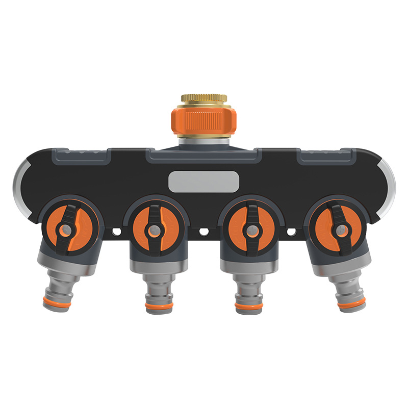 Outdoor garden four-way valve water separator one-in four-out adapter metal one-through four-tap diverter