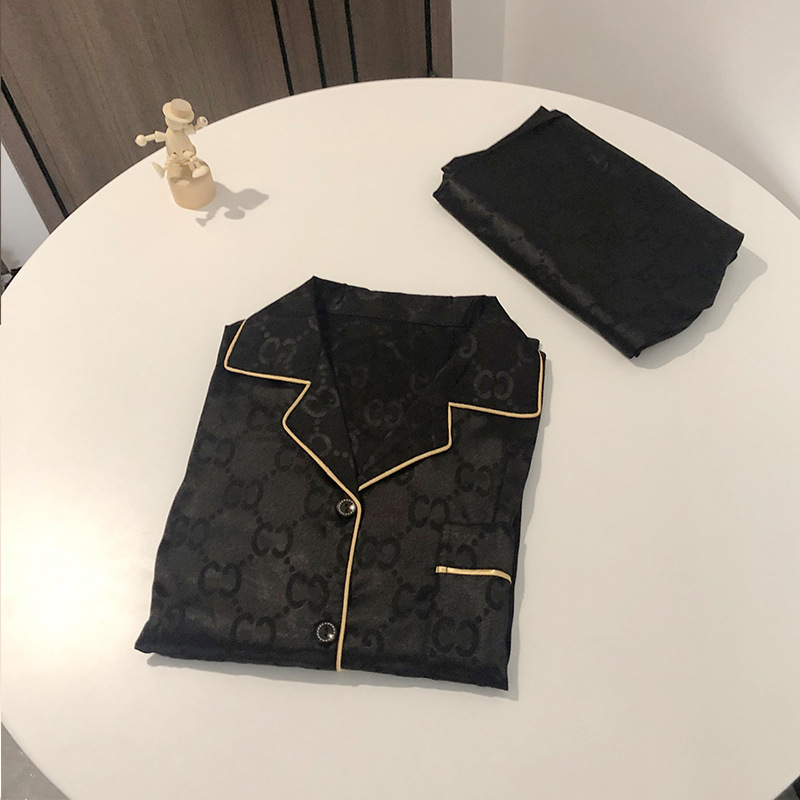 2023 new pajamas men's spring and autumn long sleeve Ice Silk large size two-piece real silk thin summer homewear