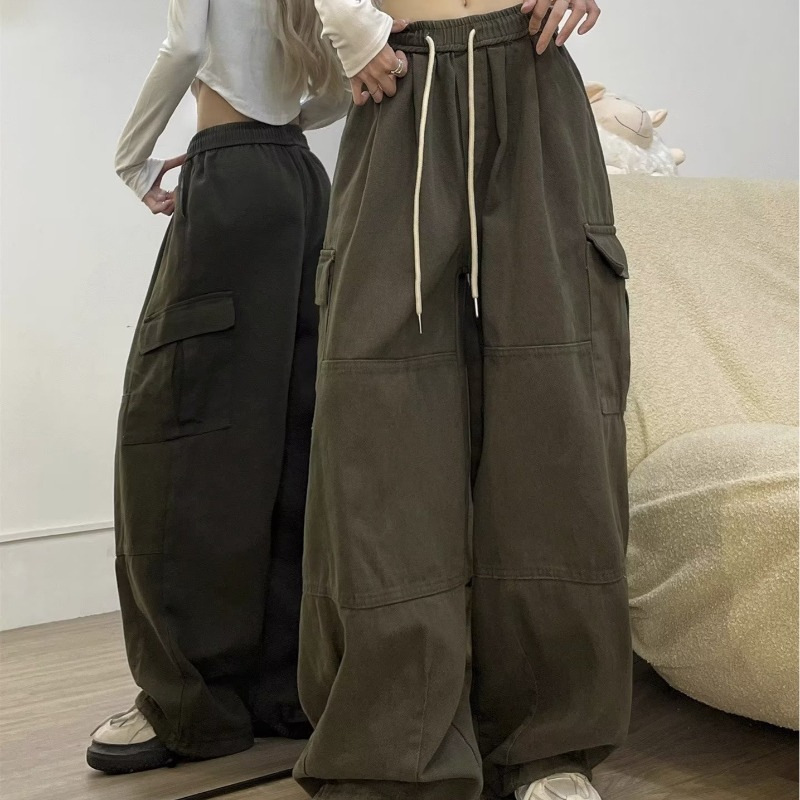 Cool Pull Girl American Retro Crowd Pants Women's Spring New Wide Leg Pants Loose Casual Trendy Trousers for Women