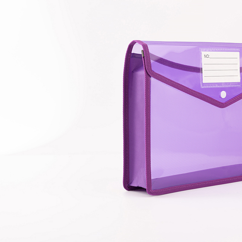 FCA4 Thickened Transparent PP Button Widened Stereo Document Bag Student Transparent Document Bag Wholesale File Storage