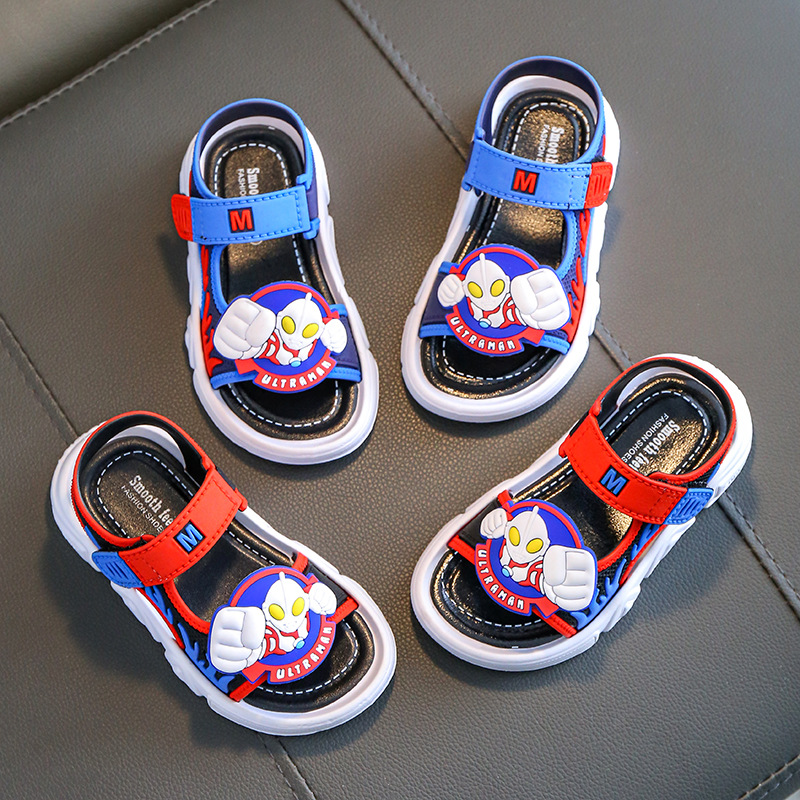 Ultraman Boys Sandals 2022 New Non-Slip Soft Sole Small Middle-Sized Boys Baby Students Beach Shoes Free Shipping