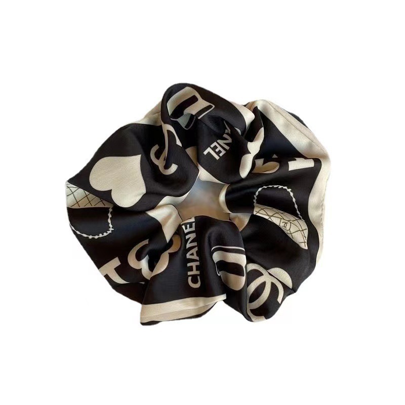 Pig Bowel Hair Rope Small Chanel Style Retro Hair Ring French Hair Ring Middle vintage Satin Elegant Hair Ornament Hair Rope