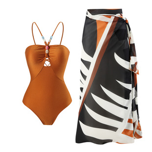 2025 New Hot Hot Hot in stock Swimsuit Women's Suit European and American French Retro Chiffon Skirt Swimwear suit