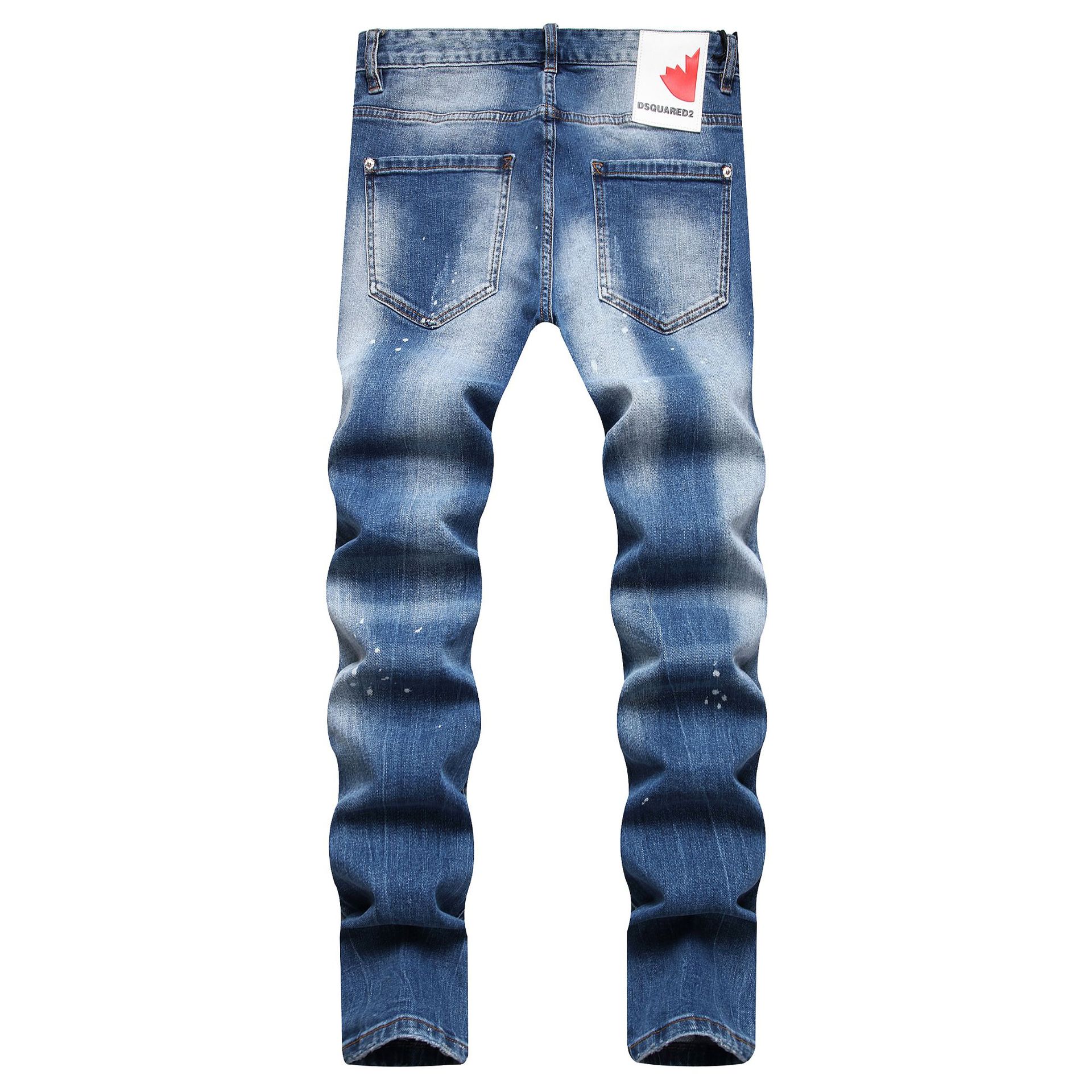 2023 autumn new street fashion men's jeans fashion ornaments trendy paint slim fit skinny mid-waist trousers