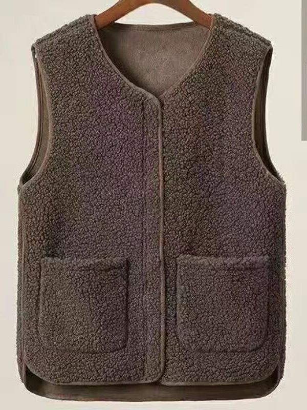 Lamb plush vest for women 2023 new spring and autumn Korean style white matching women's waistcoat outer vest vest coat