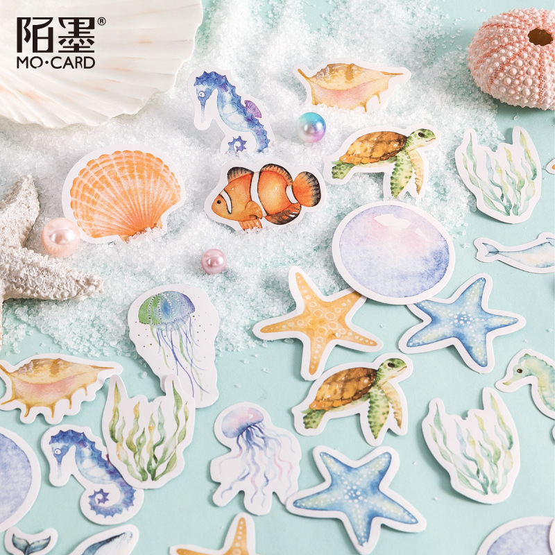 Mo Mo Boxed Stickers Deep Sea Realm Seabed Biology DIY Hand Account Decoration Material Stickers 46