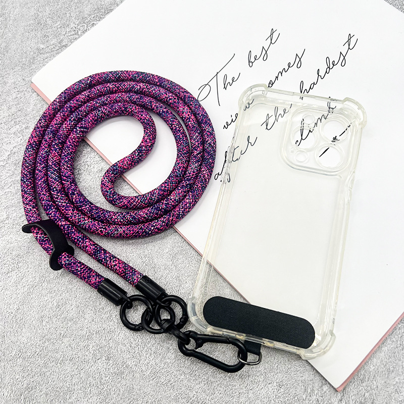 Mobile Phone Long Crossbody Neck Belt Lanyard Men's and Women's Strong Braided Climbing Rope Side and Back Anti-losing Belt Metal Removable