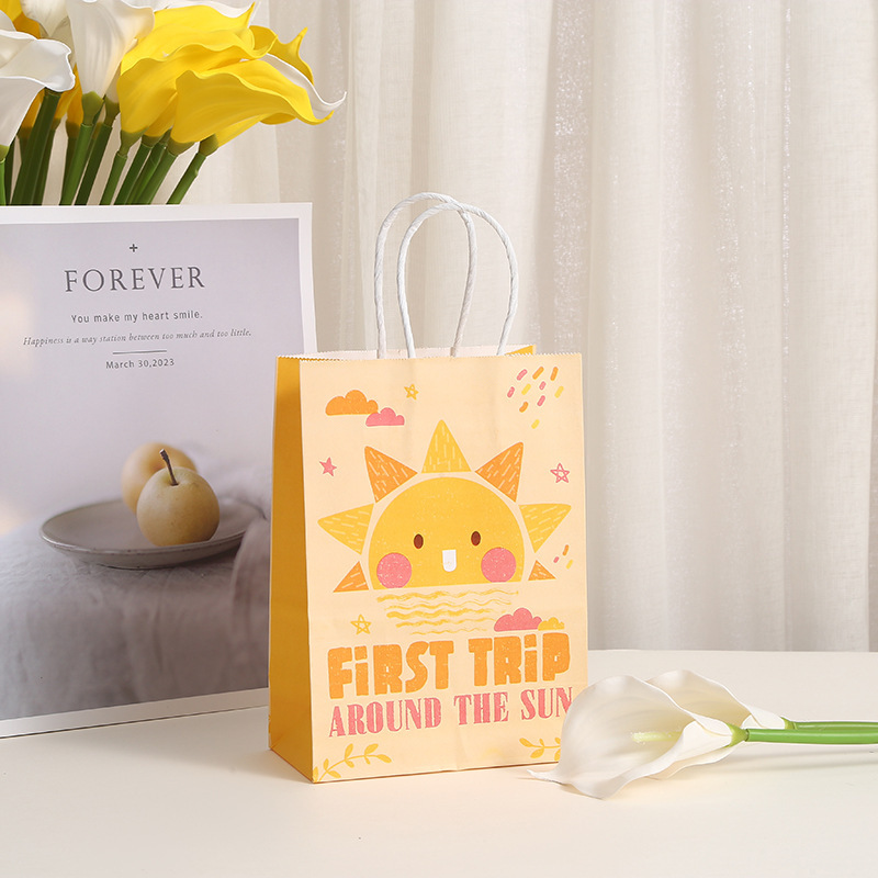 Birthday gift bag sun printing handbag party candy packaging bag Kraft paper clothing shopping bag wholesale