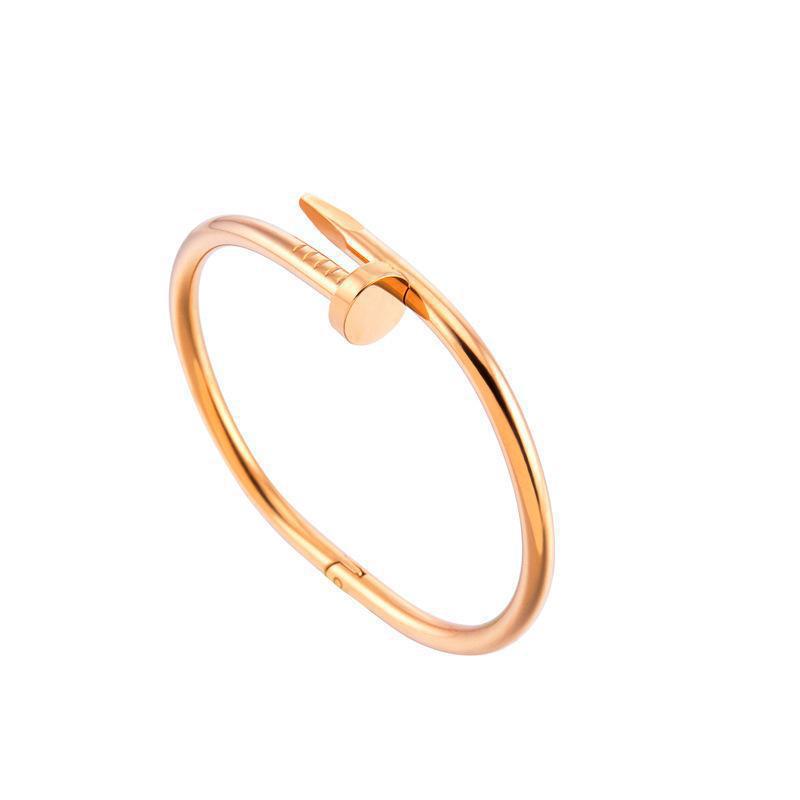European and American hot sale simple personality men and women fashion nail bracelet cross 18K Gold Open couple bracelet factory direct sales