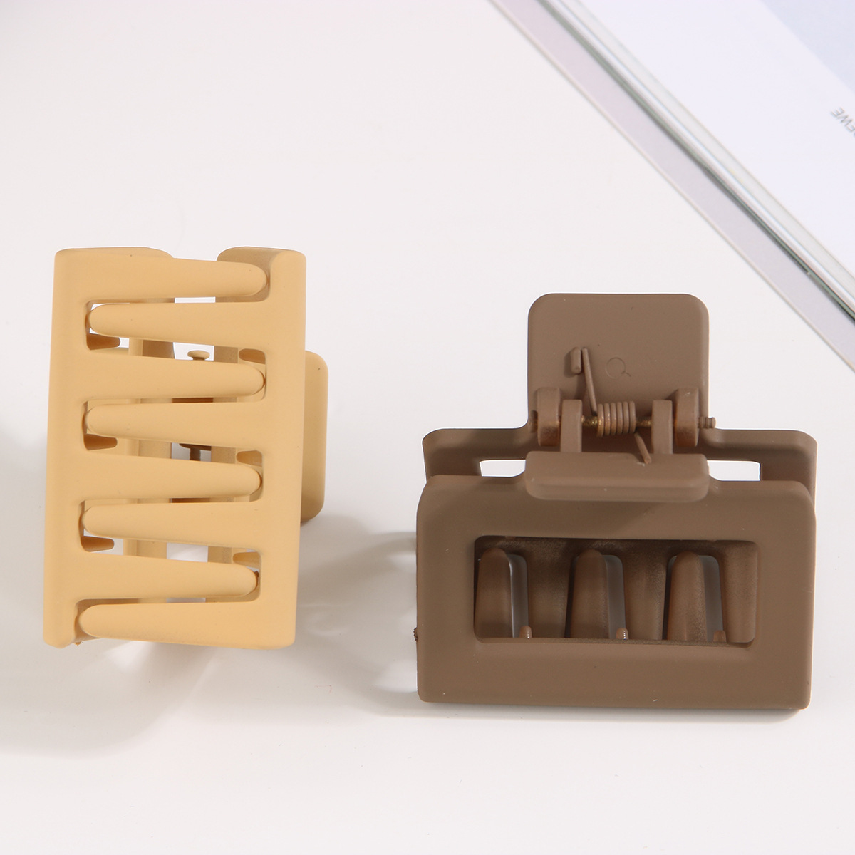 Guanyang PS material 5cm square matte grip clip cross-border  explosion hair claw clip with combination set_voghion.com