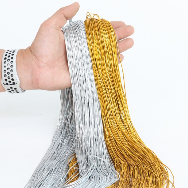 Gold and silver wire tag line 8 strands round elastic line 1mm gold wire tag rope core elastic rope spot diy jewelry rope