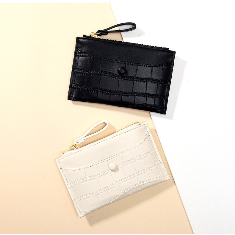 New minimalist short women's coin purse with zipper, mini ultra-thin multi-card slot handbag, fashionable card case trend