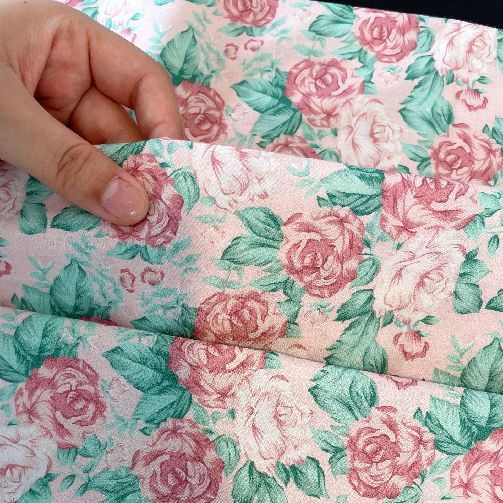 Korean-style Cotton Floral High-grade Rose Printed Fabric Japanese and Korean-style ins Children's Dress Women's Cloth