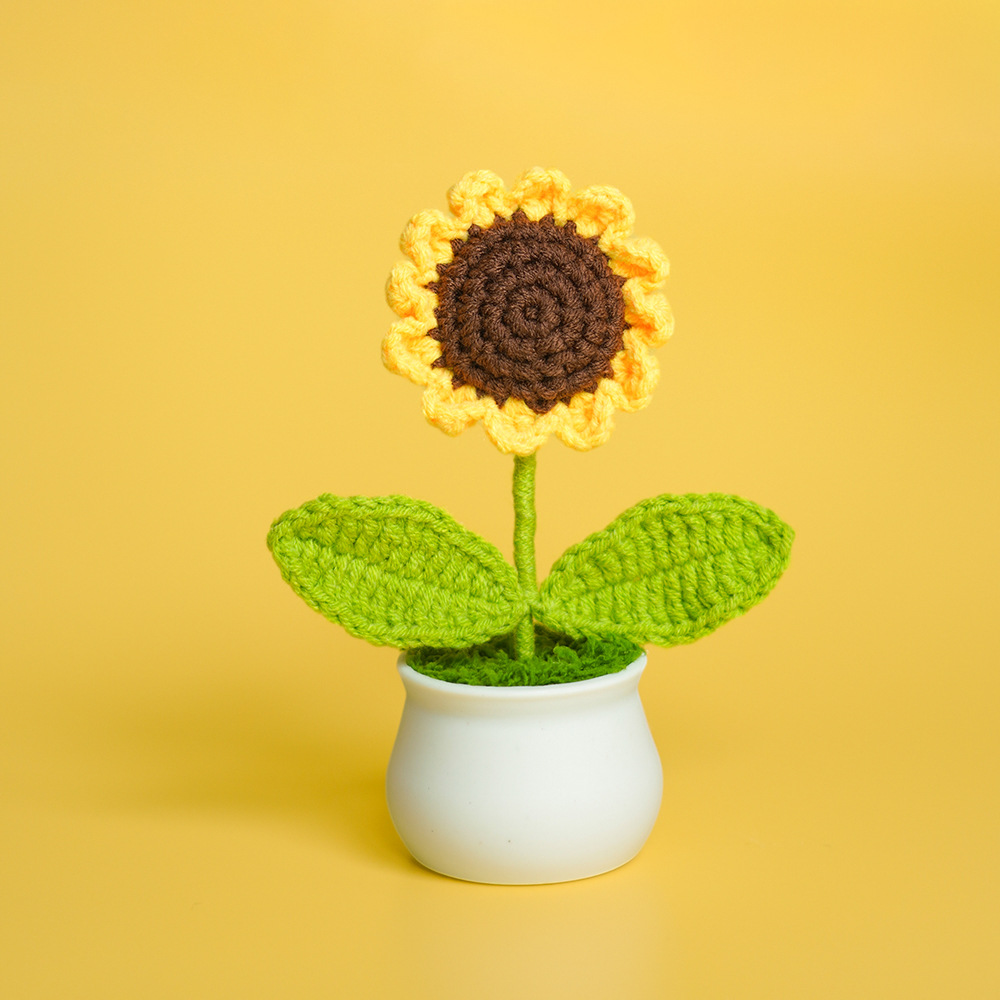 Sunflower Finished Potted Plant Hand-woven Flower bouquet Finished Eternal Flower Teachers' Day Children's Day Gift Night Market Stall