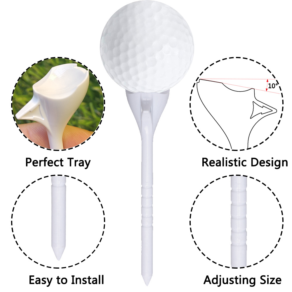 Golf 10 ° Tee environmentally friendly and durable 83mm golf plastic Tee 5-color golf tray